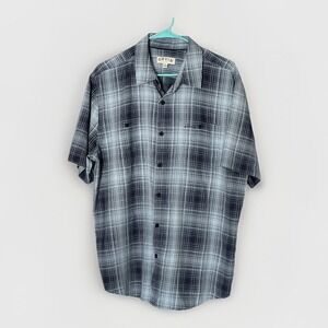 Orvis Men's Plaid‎ Short Sleeve Button Down Shirt Large Blue Casual Breathable